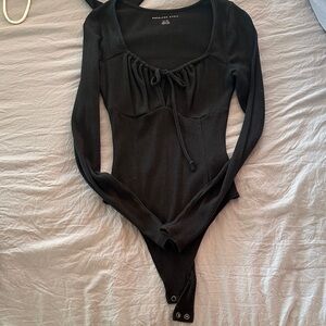 American Eagle Outfitters Black Ribbed Bodysuit